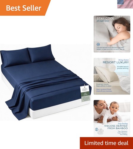 4pc navy bamboo sheet set - 4pc,